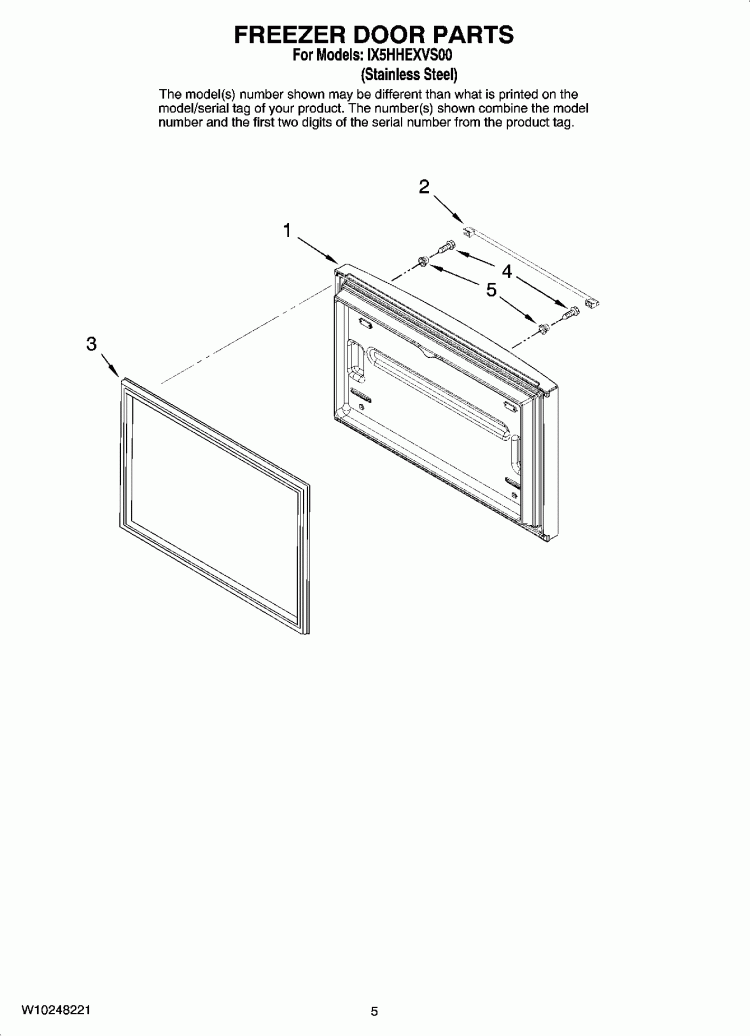 FREEZER DOOR PARTS Diagram and Parts List for IX5HHEXVS00  Whirlpool Refrigerator