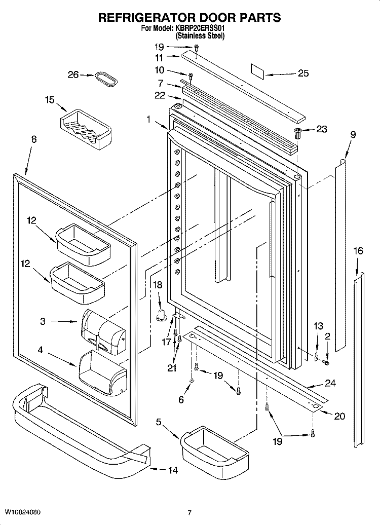 REFRIGERATOR DOOR PARTS Diagram and Parts List for KBRP20ERSS01  KitchenAid Refrigerator