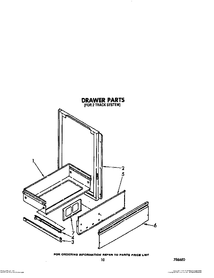 DRAWER (FOR 2 TRACK SYSTEM) Diagram and Parts List for SF365BEPW0  Whirlpool Range