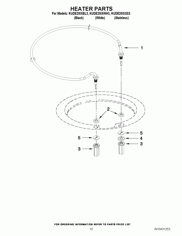 HEATER PARTS Diagram and Parts List for KUDE20IXSS3  KitchenAid Dishwasher