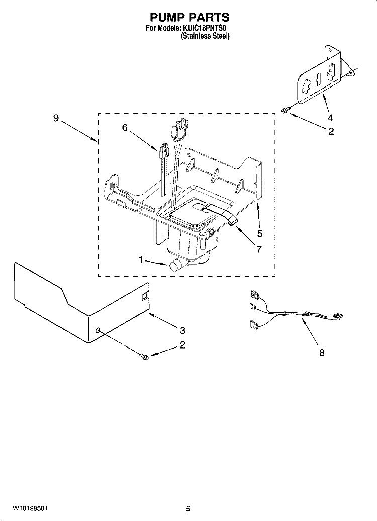 PUMP PARTS Diagram and Parts List for KUIC18PNTS0  KitchenAid Ice Maker