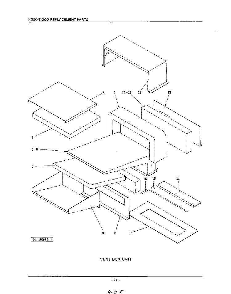VENT BOX Diagram and Parts List for KGDO245EE  KitchenAid Wall Oven