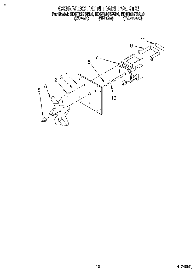 CONVECTION FAN Diagram and Parts List for KDDT207BAL0  KitchenAid Range