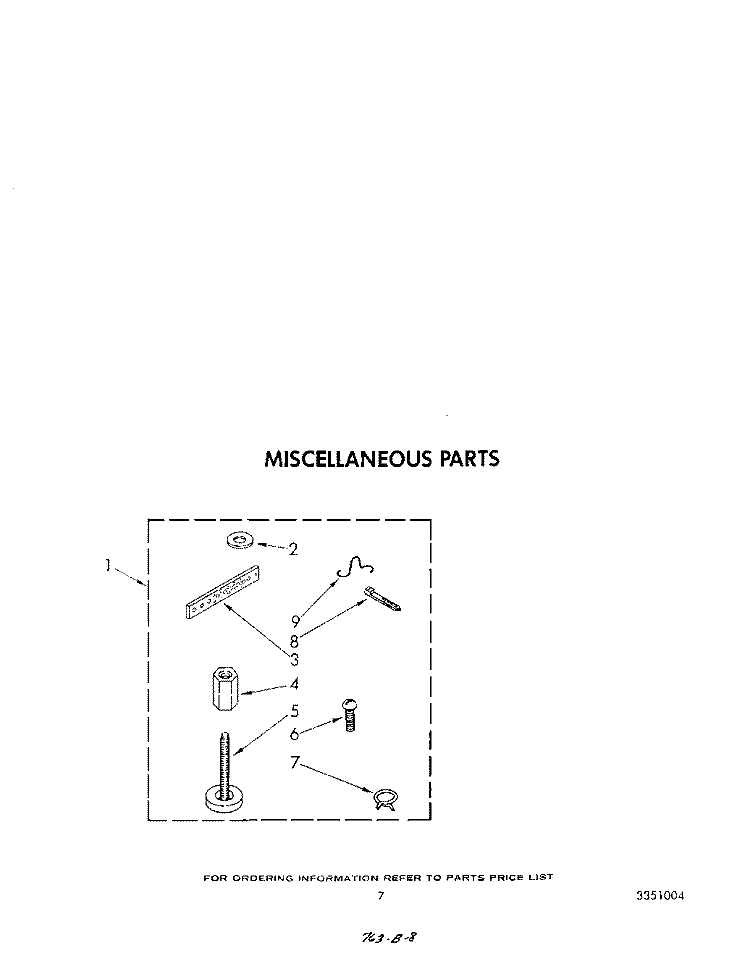 MISCELLANEOUS Diagram and Parts List for LA7980XSW0  Whirlpool Washer