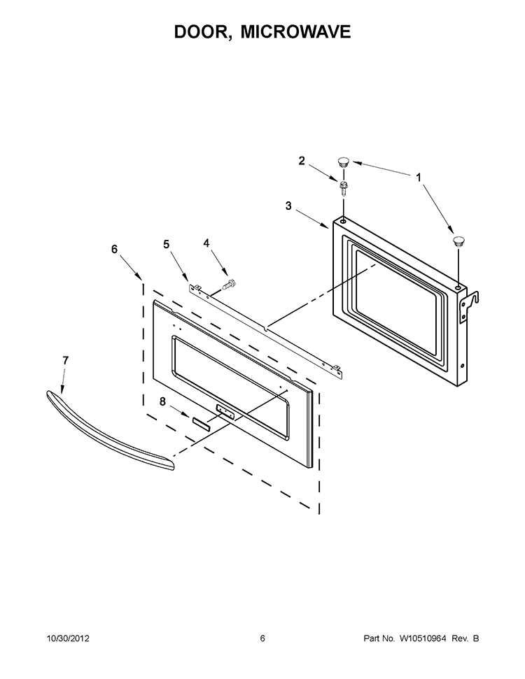 DOOR, MICROWAVE Diagram and Parts List for KBHS179BSS00  KitchenAid Microwave