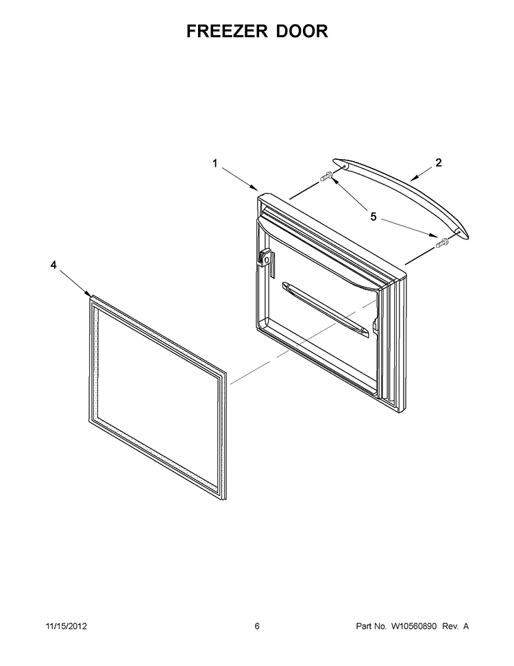 FREEZER DOOR Diagram and Parts List for KBLS19KTMS3  KitchenAid Refrigerator