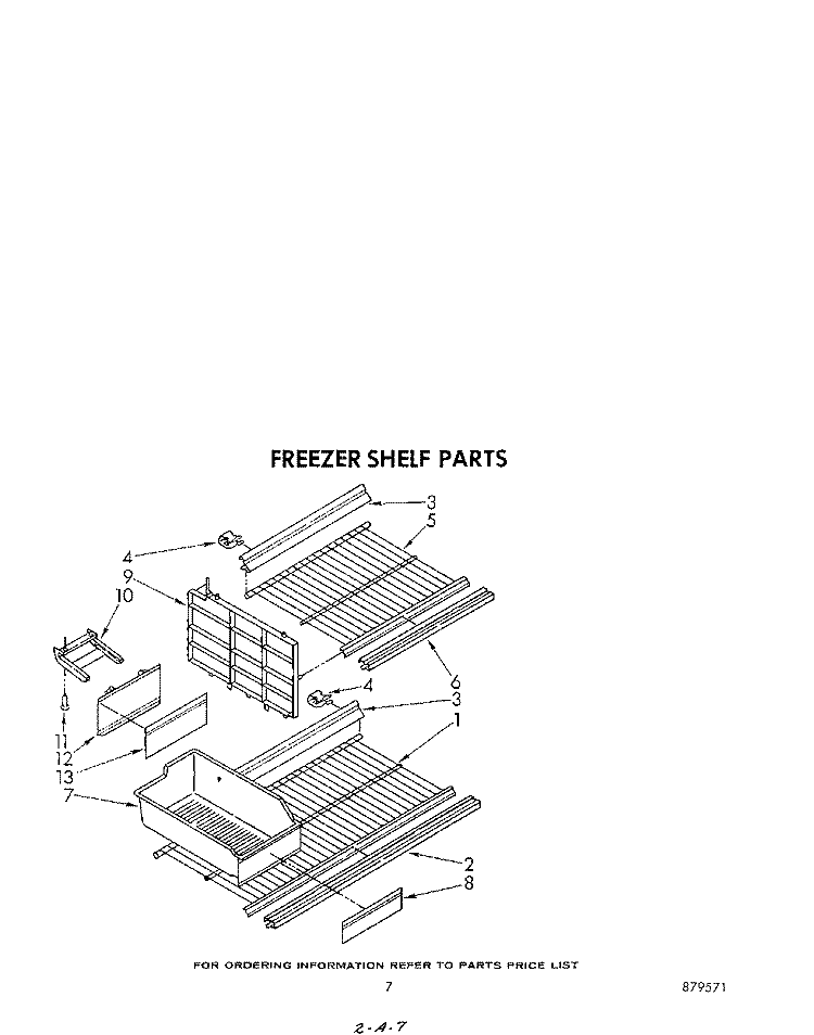 FREEZER SHELF Diagram and Parts List for KTRF22MSTOY0  Whirlpool Refrigerator