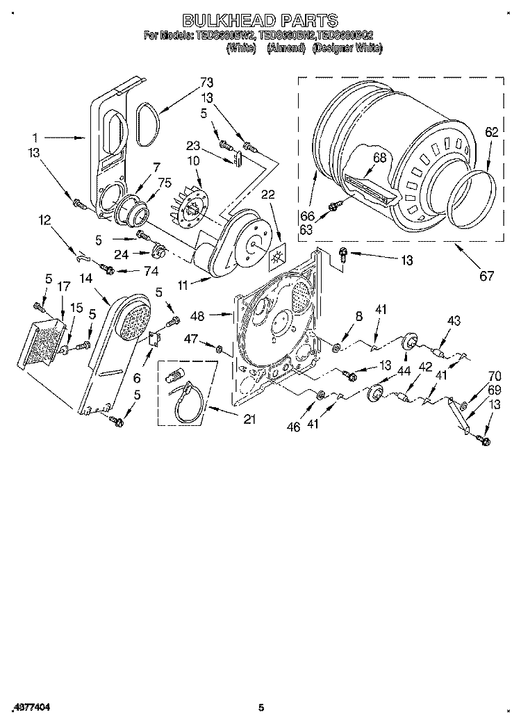 SECTION Diagram and Parts List for TEDS680BQ2  Estate Dryer