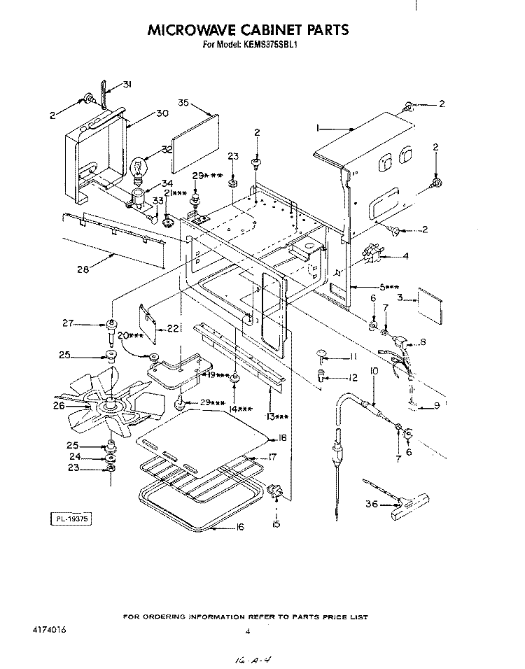 MICROWAVE CABINET Diagram and Parts List for KEMS375SBL1  KitchenAid Microwave Oven Combo