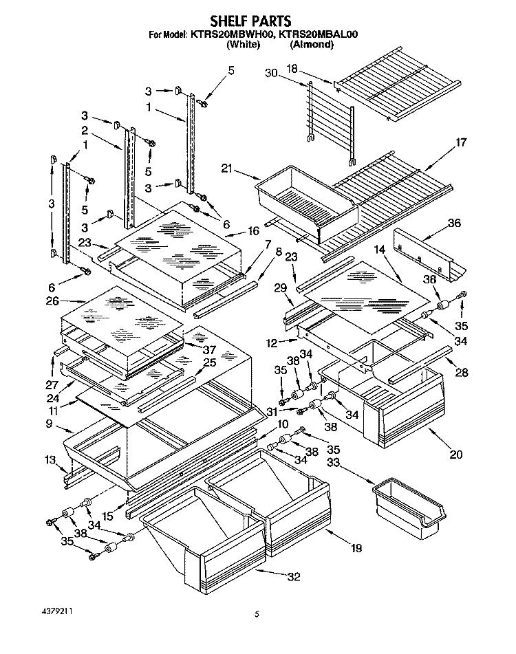 SHELF, LIT/OPTIONAL Diagram and Parts List for KTRS20MBWH00  KitchenAid Refrigerator