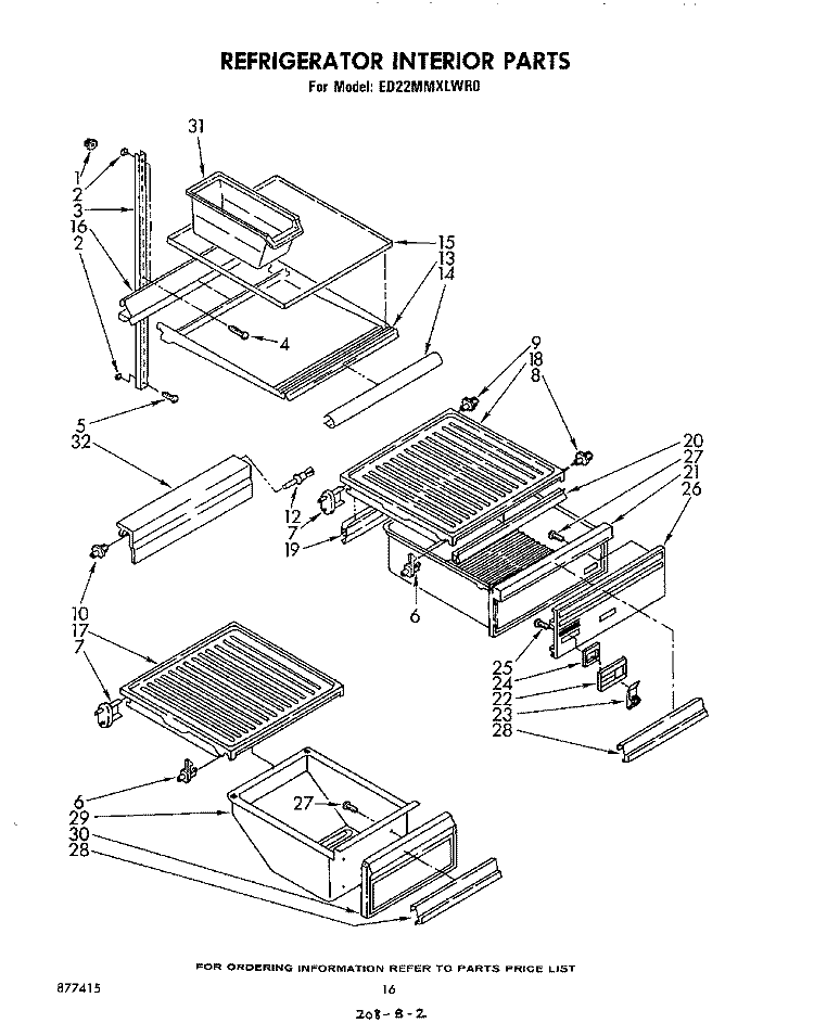 REFRIGERATOR INTERIOR , LIT/OPTIONAL Diagram and Parts List for ED22MMXLWR0  Whirlpool Refrigerator