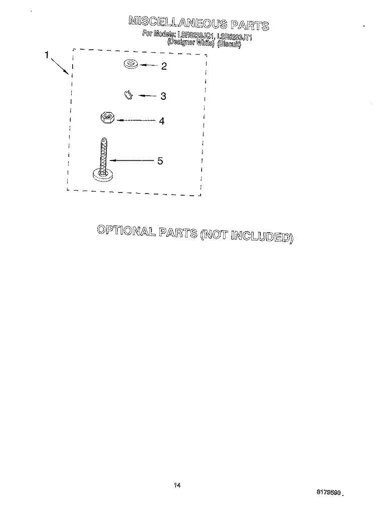 MISCELLANEOUS, OPTIONAL Diagram and Parts List for LSR8233JT1  Whirlpool Washer