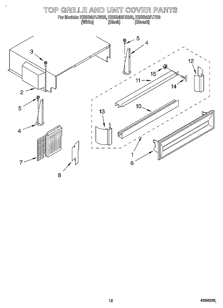 TOP GRILLE AND UNIT COVER Diagram and Parts List for KSSS42FJB00  KitchenAid Refrigerator