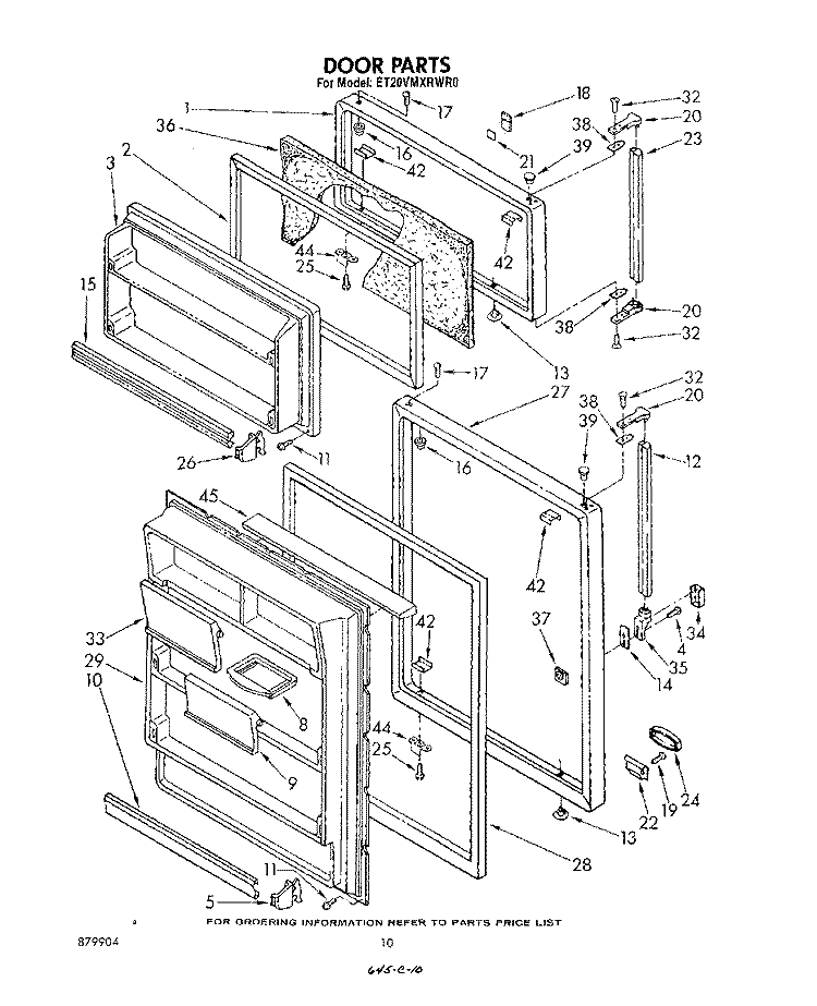 DOOR Diagram and Parts List for ET20VMXRWR0  Whirlpool Refrigerator
