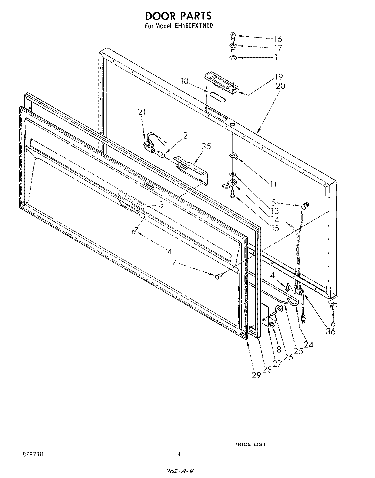 SECTION Diagram and Parts List for EH180FXTN00  Whirlpool Freezer