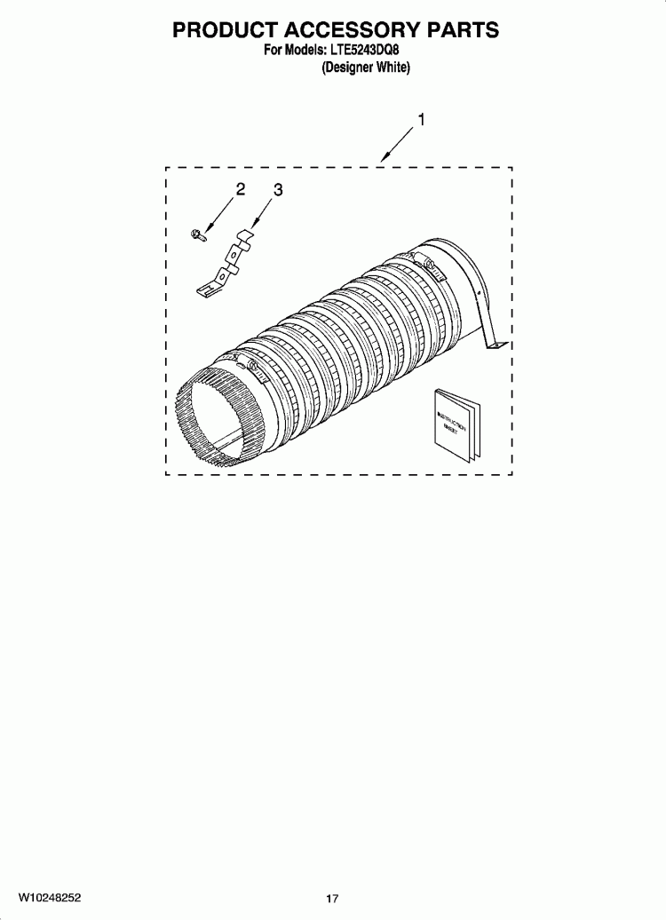 PRODUCT ACCESSORY PARTS Diagram and Parts List for LTE5243DQ8  Whirlpool Washer Dryer Combo
