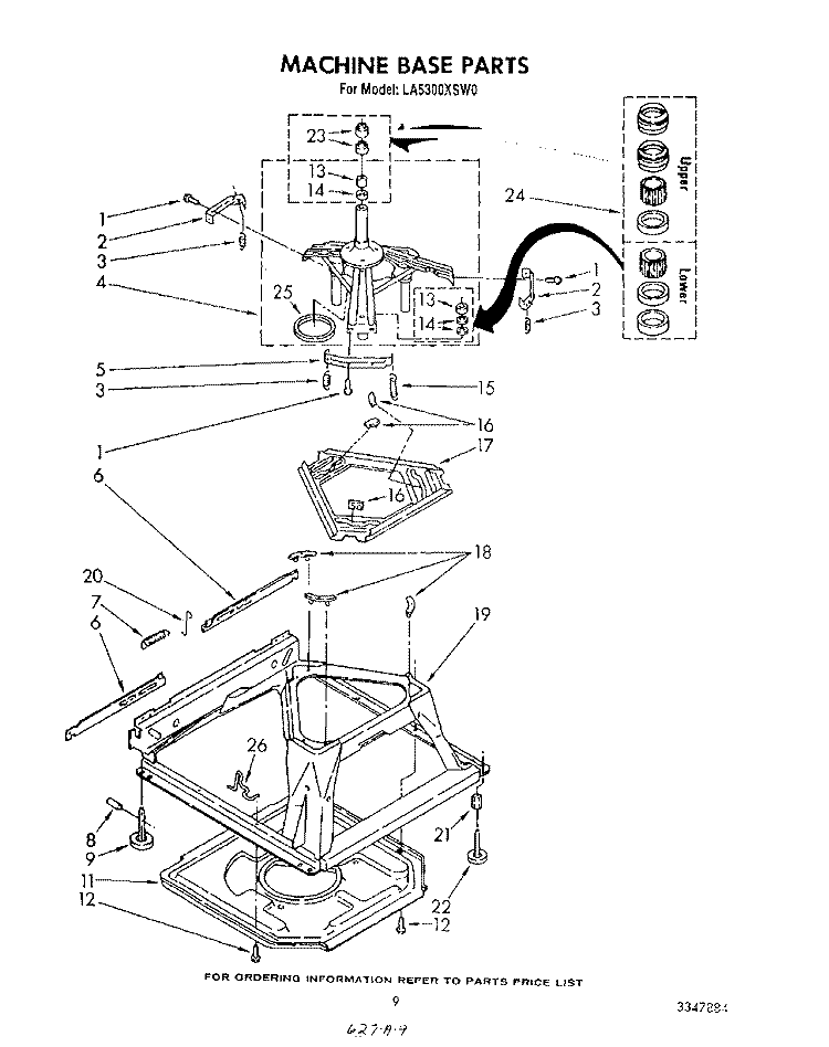 MACHINE BASE Diagram and Parts List for LA5300XSW0  Whirlpool Washer