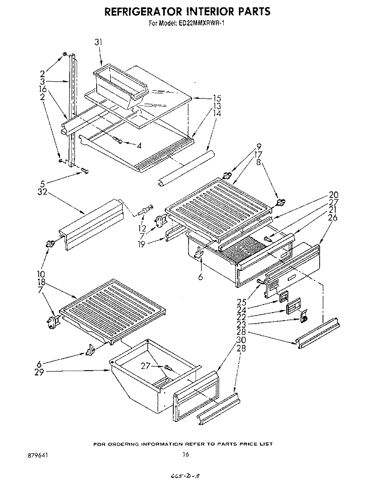 REFRIGERATOR INTERIOR, LIT/OPTIONAL Diagram and Parts List for ED22MMXRWR1  Whirlpool Refrigerator