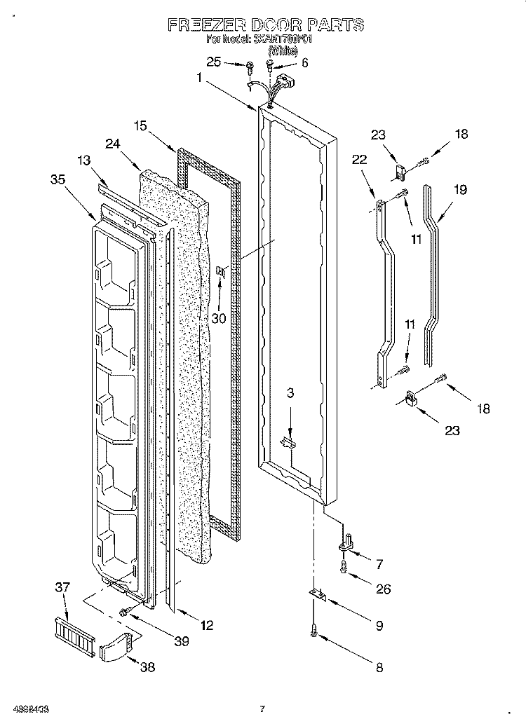 FREEZER DOOR Diagram and Parts List for 3XART700F01  Whirlpool Refrigerator