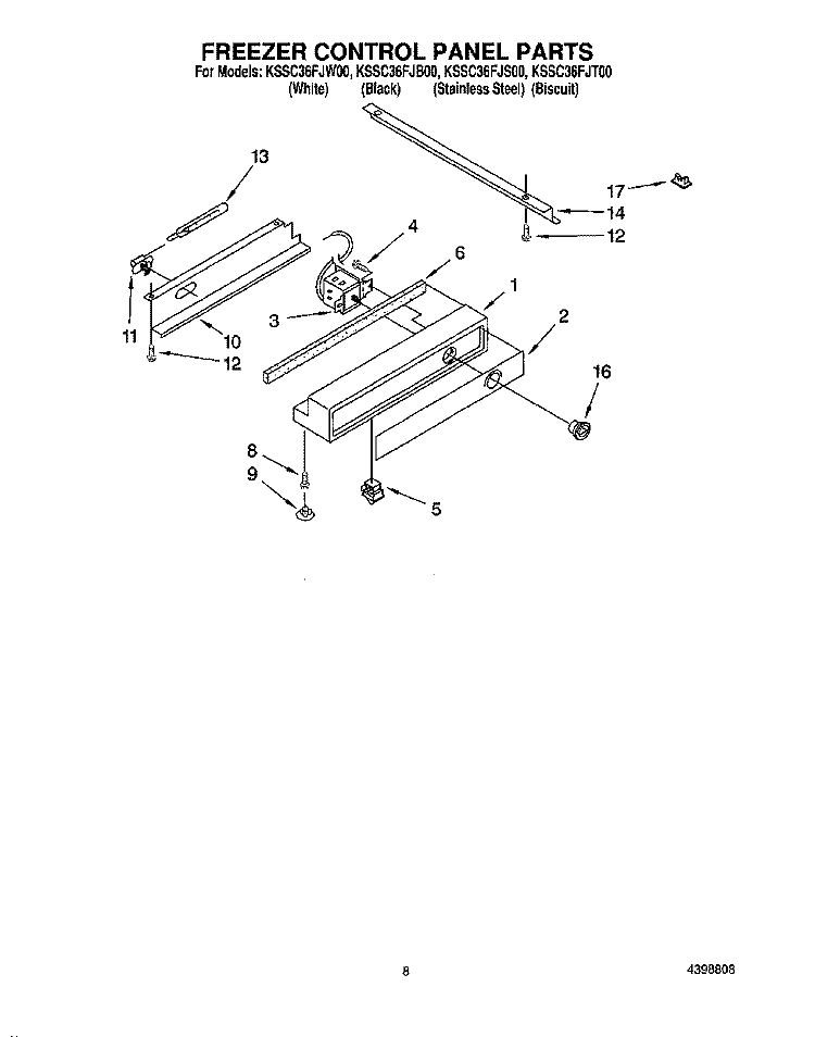 FREEZER CONTROL PANEL Diagram and Parts List for KSSC36FJW00  KitchenAid Refrigerator