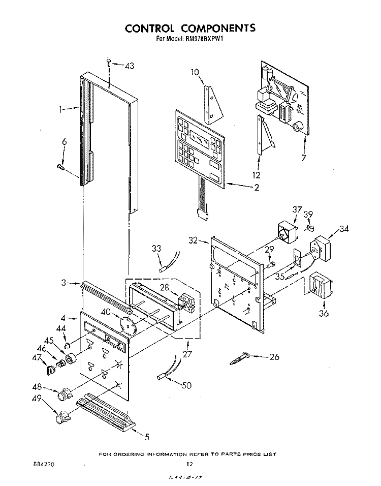 CONTROL Diagram and Parts List for RM978BXPW1  Whirlpool Microwave Oven Combo