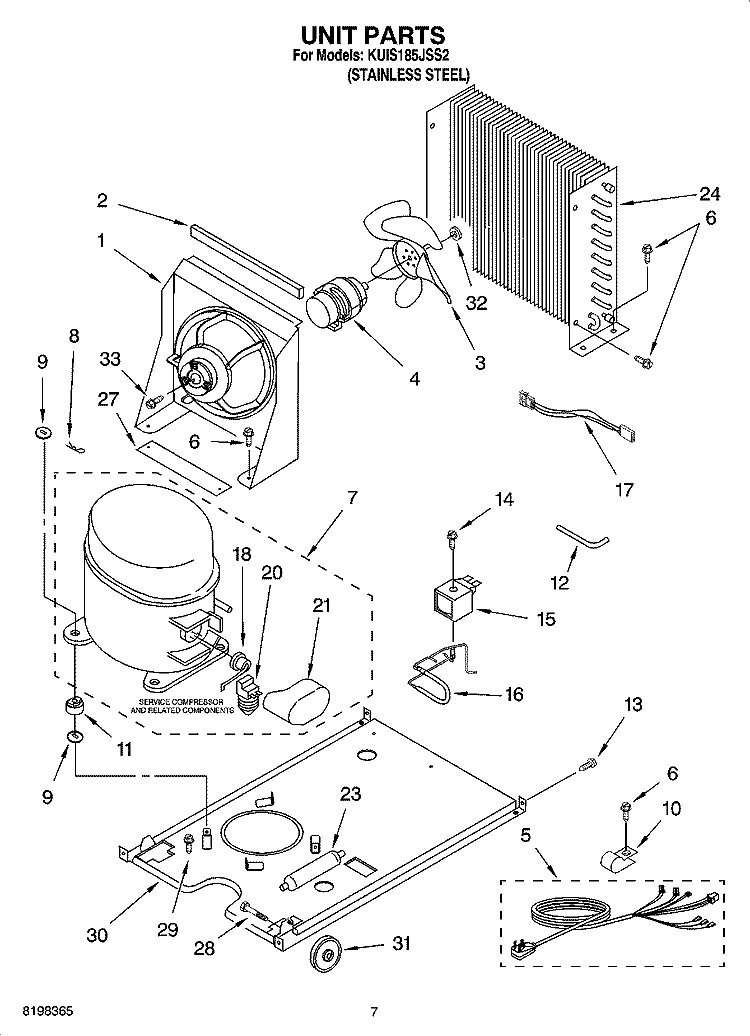 UNIT PARTS Diagram and Parts List for KUIS185JSS2  KitchenAid Ice Maker