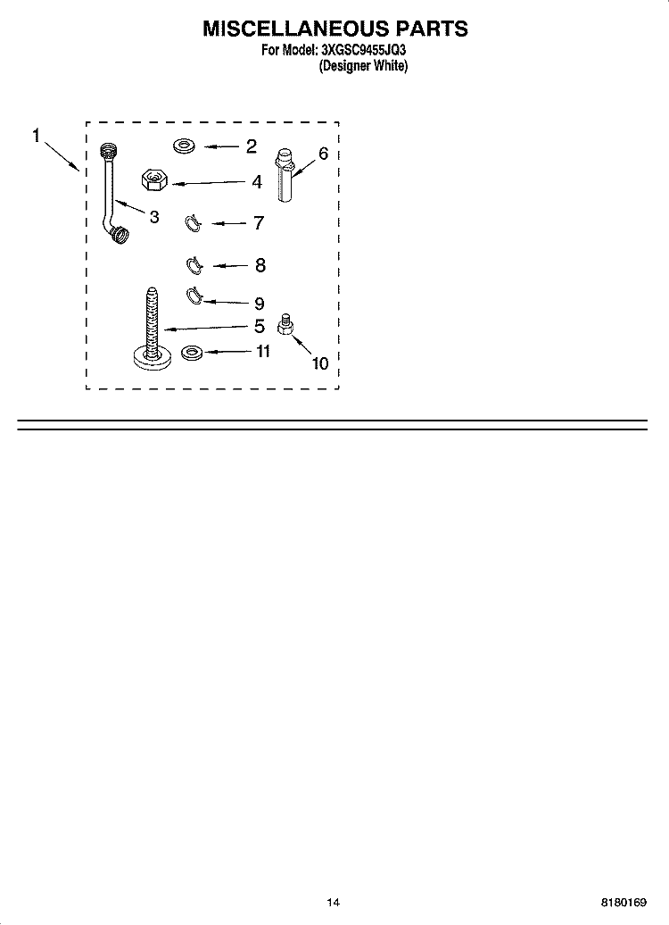 MISCELLANEOUS PARTS OPTIONAL PARTS (NOT INCLUDED) Diagram and Parts List for 3XGSC9455JQ3  Whirlpool Washer