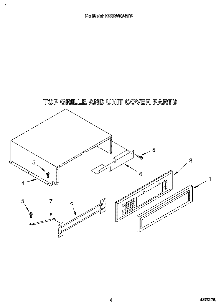 TOP GRILLE AND UNIT COVER Diagram and Parts List for KSSS36DAW05  KitchenAid Refrigerator