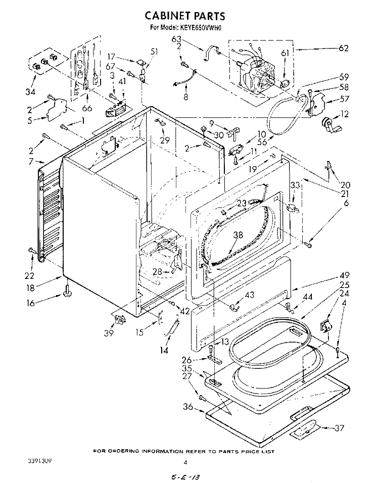 SECTION Diagram and Parts List for KEYE650VPL0  KitchenAid Dryer