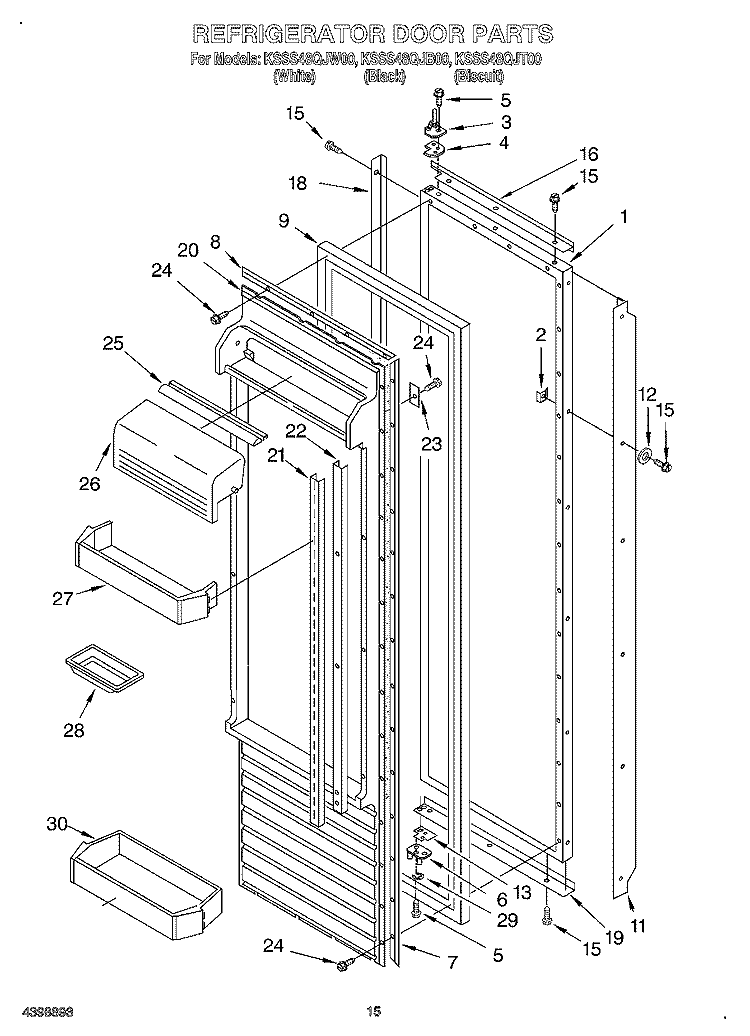REFRIGERATOR DOOR Diagram and Parts List for KSSS48QJB00  KitchenAid Refrigerator