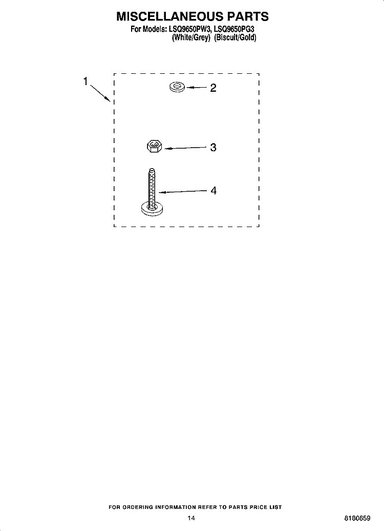 MISCELLANEOUS  PARTS, OPTIONAL PARTS (NOT INCLUDED) Diagram and Parts List for LSQ9650PG3  Whirlpool Washer