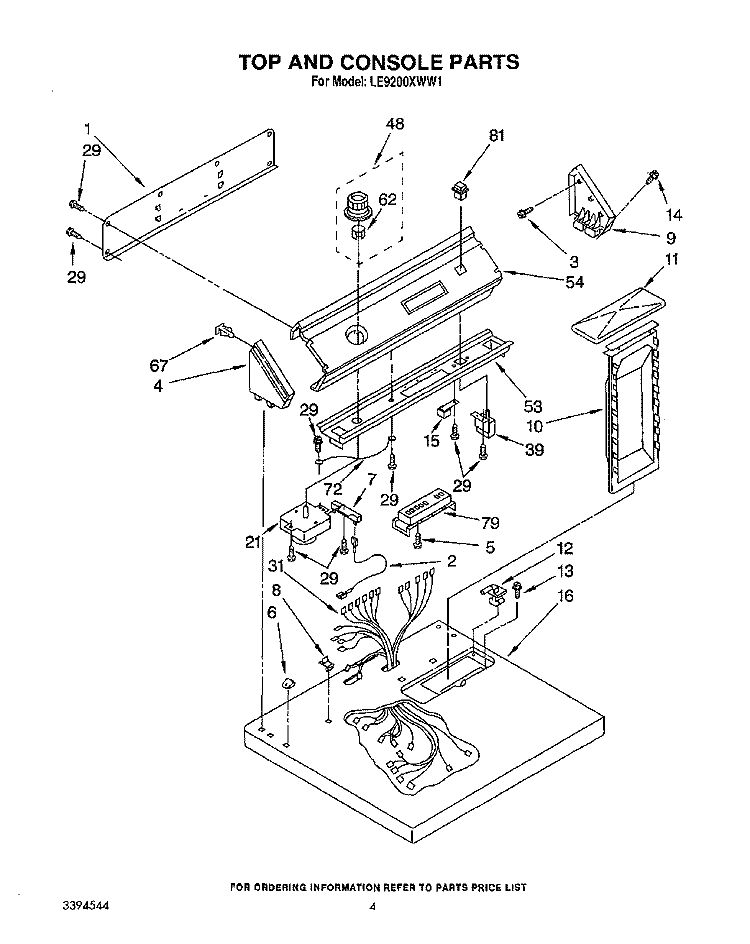 SECTION Diagram and Parts List for LE9200XWW1  Whirlpool Dryer