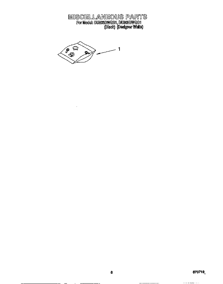 MISCELLANEOUS, LIT/OPTIONAL Diagram and Parts List for DU805DWGQ1  Whirlpool Dishwasher