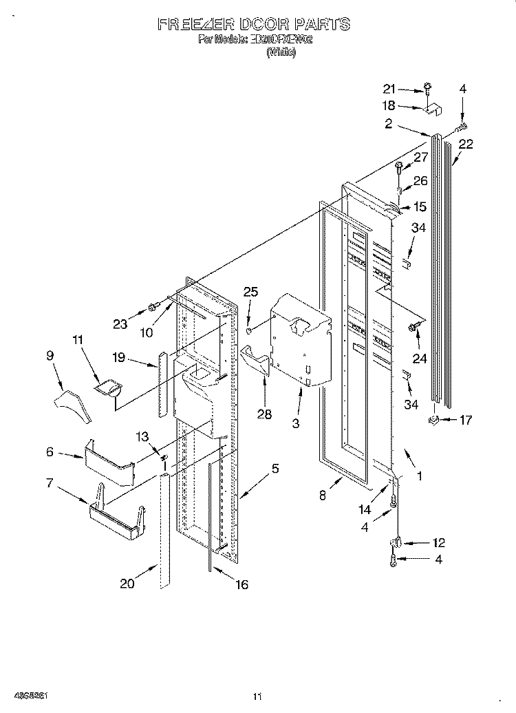 FREEZER DOOR Diagram and Parts List for ED20DFXEW02  Whirlpool Refrigerator