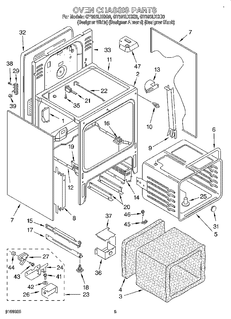 OVEN CHASSIS Diagram and Parts List for GY395LXGB0  Whirlpool Range