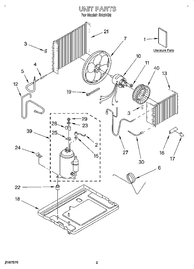 UNIT, LITERATURE Diagram and Parts List for RA51G0  Whirlpool Air Conditioner