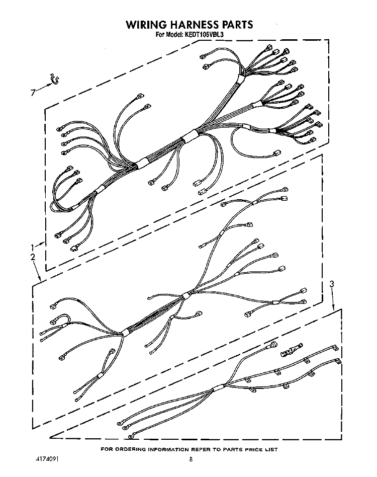 WIRING HARNESS, OPTIONAL Diagram and Parts List for KEDT105VBL3  KitchenAid Range
