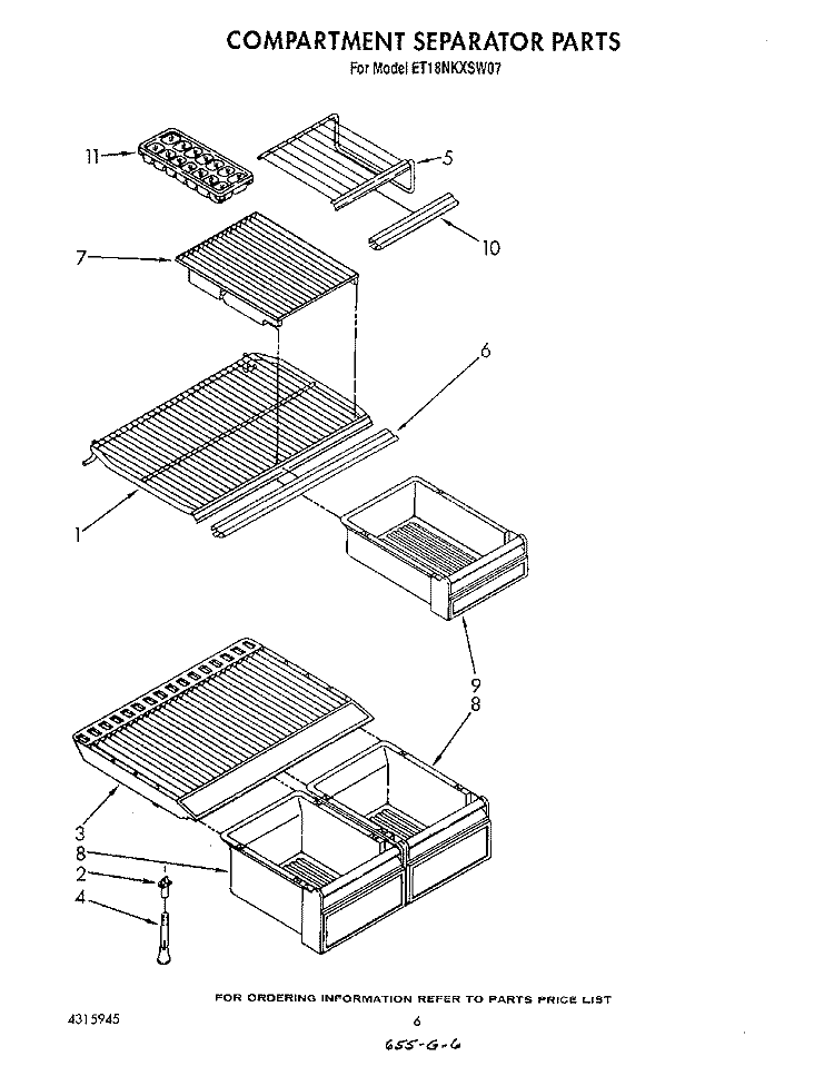 COMPARTMENT SEPARATOR Diagram and Parts List for ET18NKXSW07  Whirlpool Refrigerator