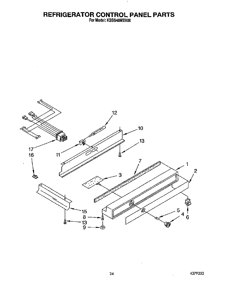 REFRIGERATOR CONTROL PANEL Diagram and Parts List for KSSS48MBX00  KitchenAid Refrigerator