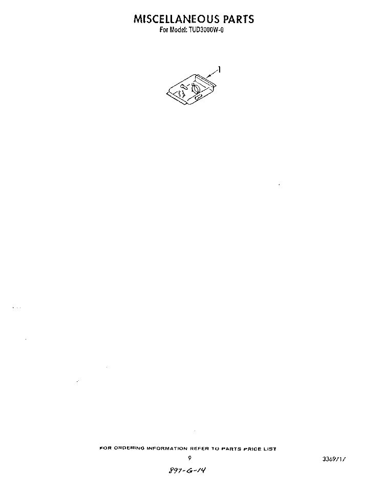 MISCELLANEOUS , LITERATURE AND OPTIONAL Diagram and Parts List for TUD3000W0  Whirlpool Dishwasher
