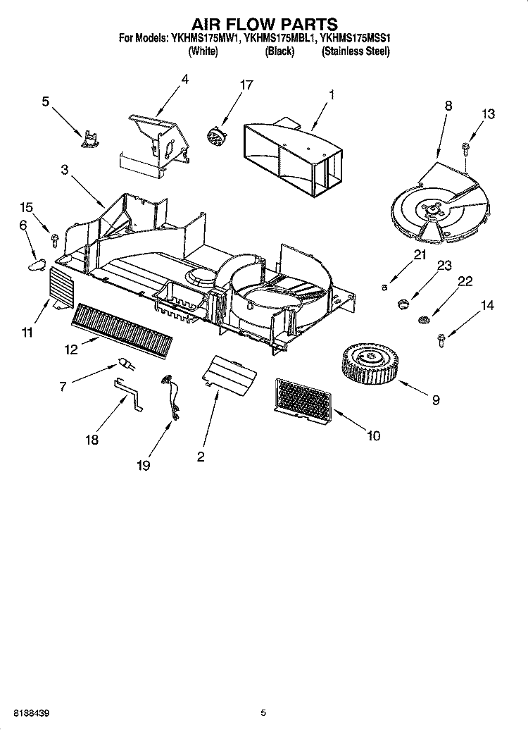 AIR FLOW PARTS Diagram and Parts List for YKHMS175MBL1  KitchenAid Microwave