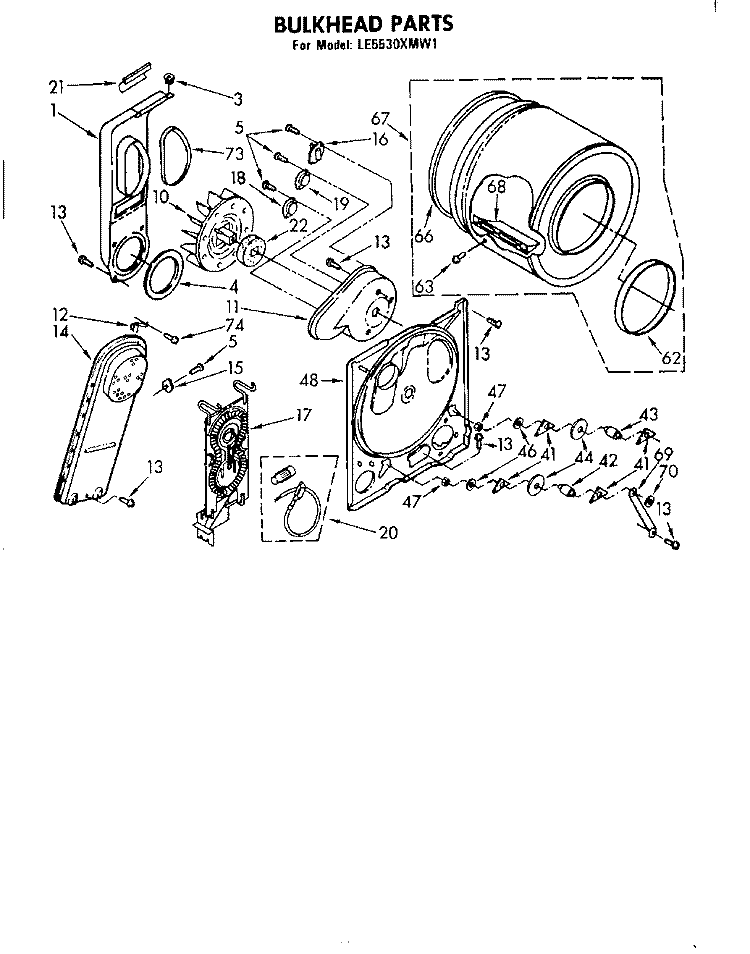 SECTION Diagram and Parts List for LE5530XMW1  Whirlpool Dryer