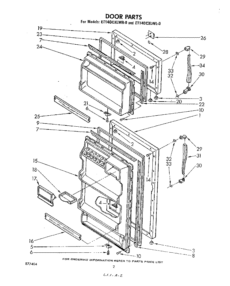 DOOR , LIT/OPTIONAL Diagram and Parts List for ET14DCXLWR0  Whirlpool Refrigerator