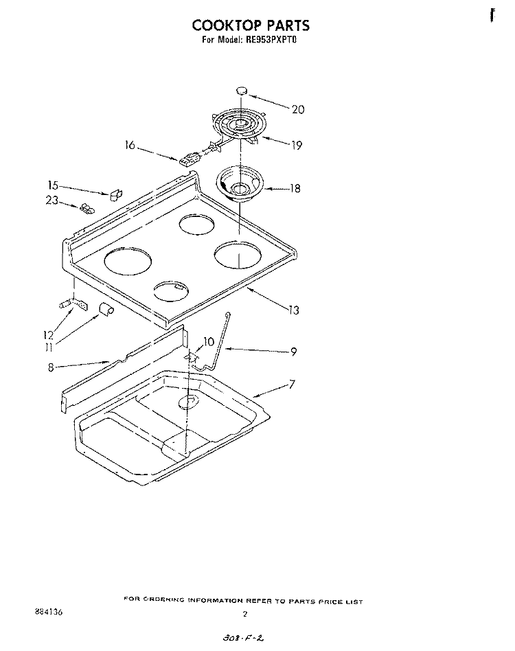 COOKTOP Diagram and Parts List for RE953PXPT0  Whirlpool Range