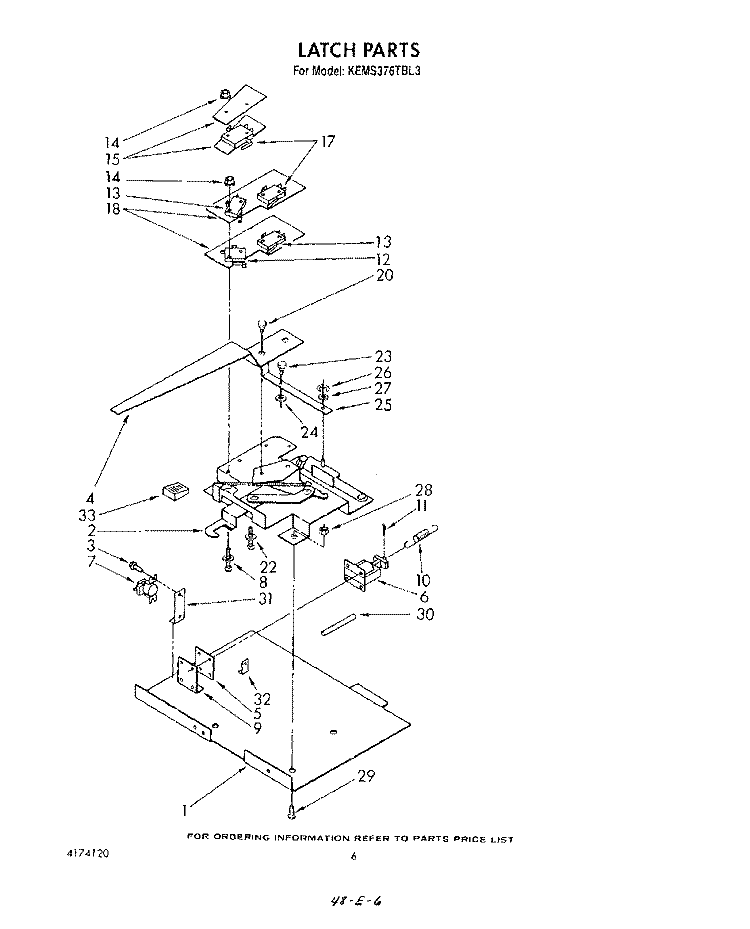 LATCH Diagram and Parts List for KEMS376TBL3  KitchenAid Microwave Oven Combo
