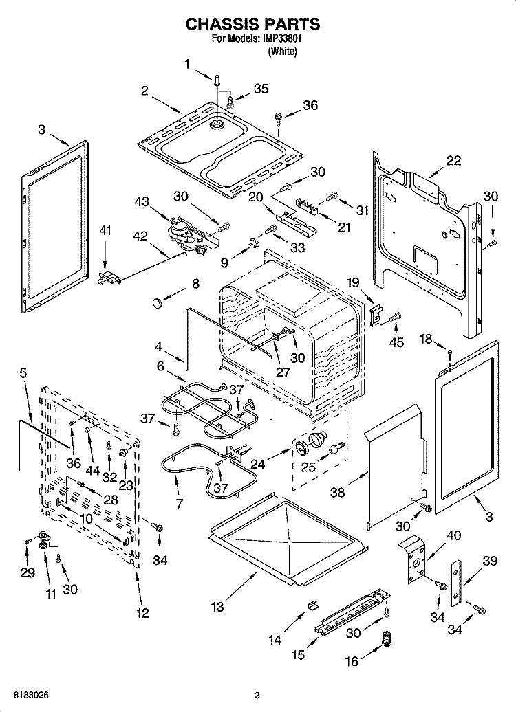 CHASSIS PARTS Diagram and Parts List for IMP33801  Inglis Range