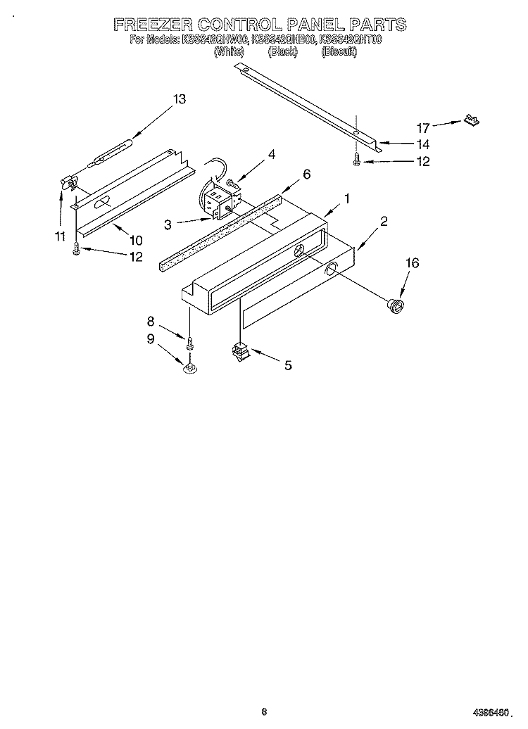 FREEZER CONTROL PANEL Diagram and Parts List for KSSS42QHB00  KitchenAid Refrigerator