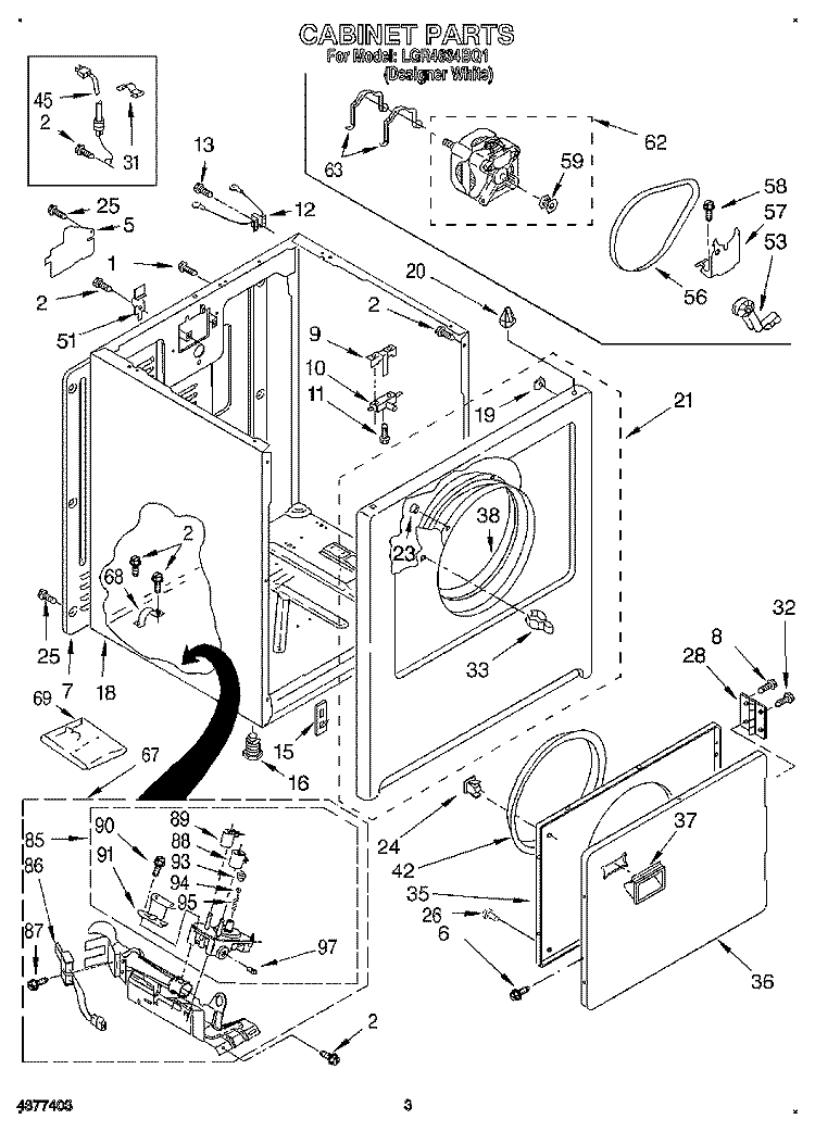 CABINET Diagram and Parts List for LGR4634BQ1  Whirlpool Dryer