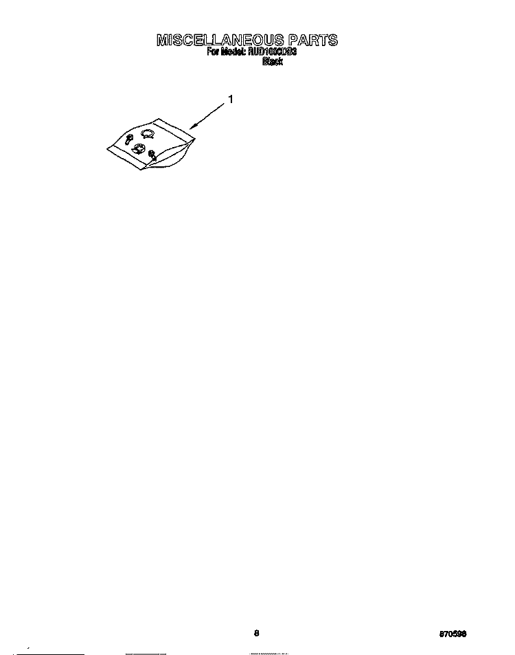 MISCELLANEOUS, LIT/OPTIONAL Diagram and Parts List for RUD1000DB3  Roper Dishwasher