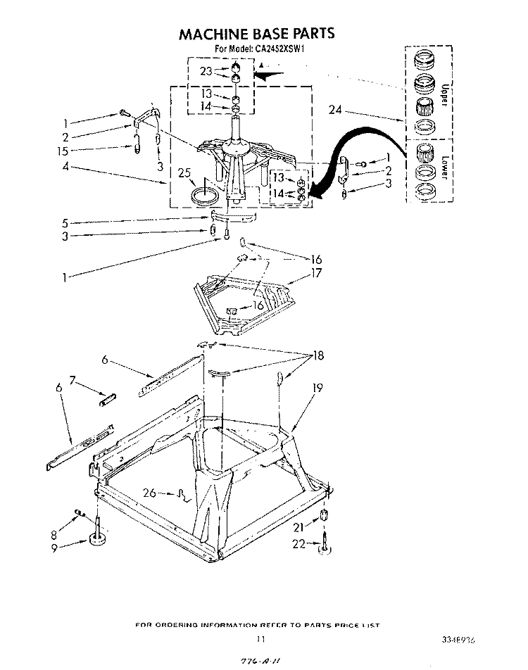 MACHINE BASE Diagram and Parts List for CA2452XSW1  Whirlpool Washer